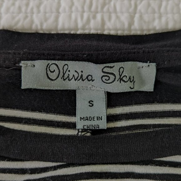 Olivia Sky Black White Striped Tunic Top - Size Small - Picture 4 of 7